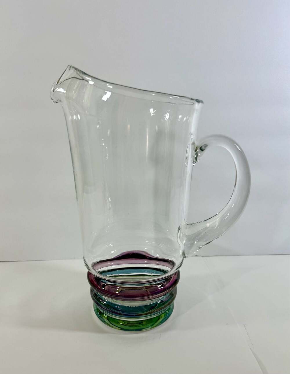 Block Crystal Carnival Pitcher with‎ Multicolor Iridescent Rings
